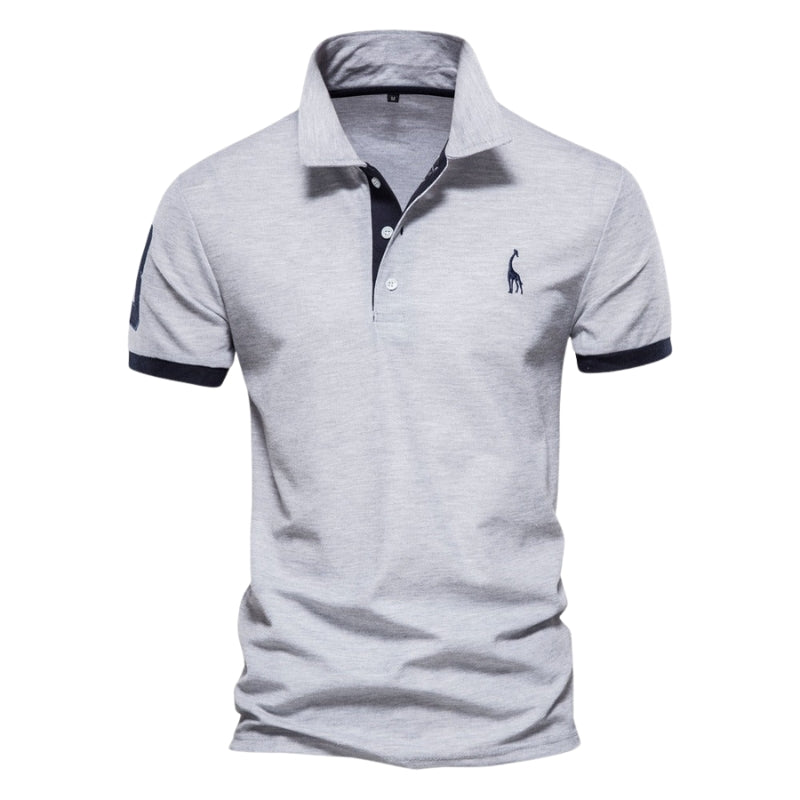 Ethan – Slim Fit Polo Shirt with Button Collar and Short Sleeves