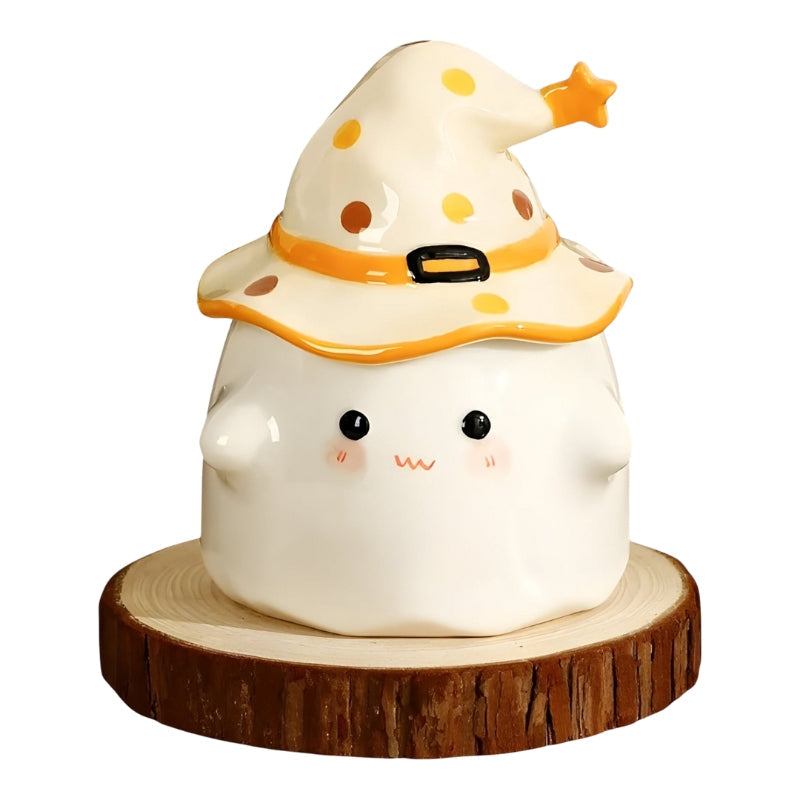 GhostBrew - Ceramic Coffee Mug With Lid And Halloween Design