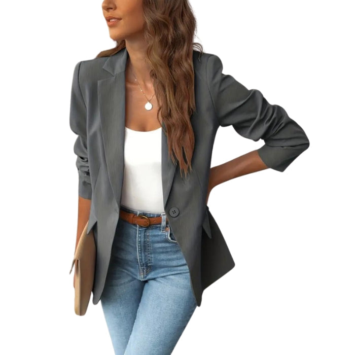 Stephanie – Tailored Fit One Button Blazer with Long Sleeves