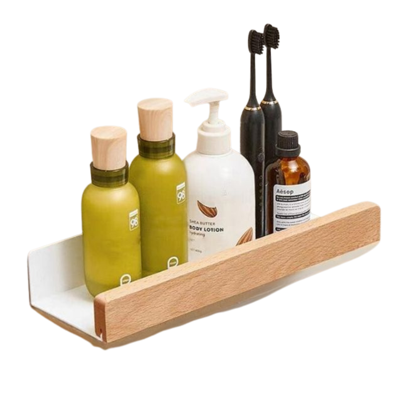 OakNest – Solid Wood Bathroom Organizer Shelves with No-Drill Installation