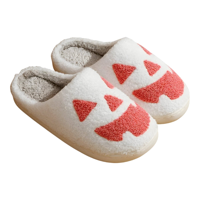 Alina - Pumpkin slippers with a fun cartoon motif for playful use