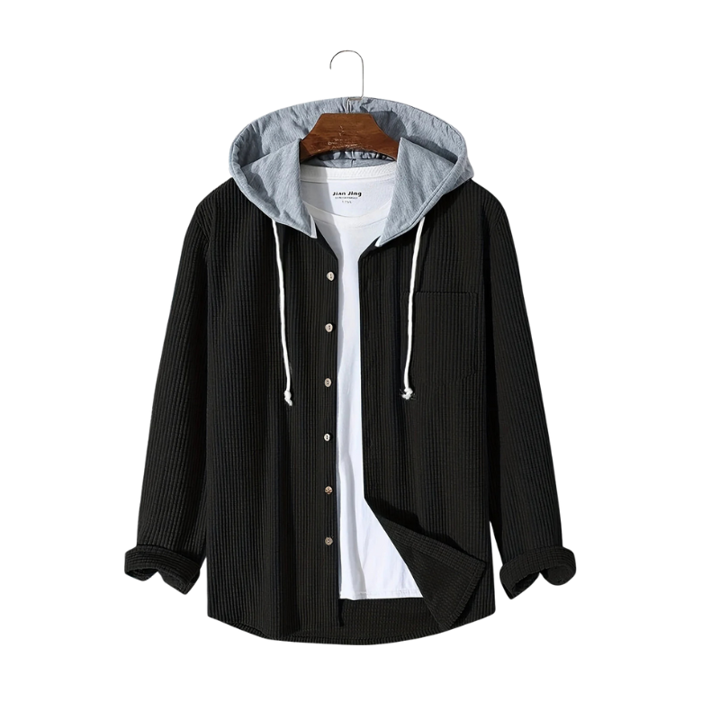 Orvien – Waffle Pattern Shirt Jacket with Button Closure