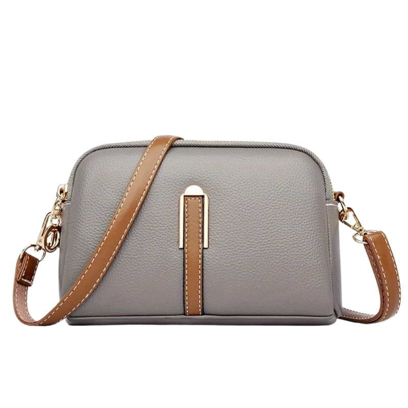 Evelisse – Leather Shoulder Bag with Adjustable Strap and Zipper Closure