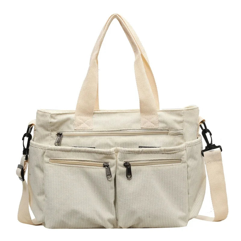 Isabetta – Corduroy Shoulder Bag with Adjustable Strap and Multiple Pockets