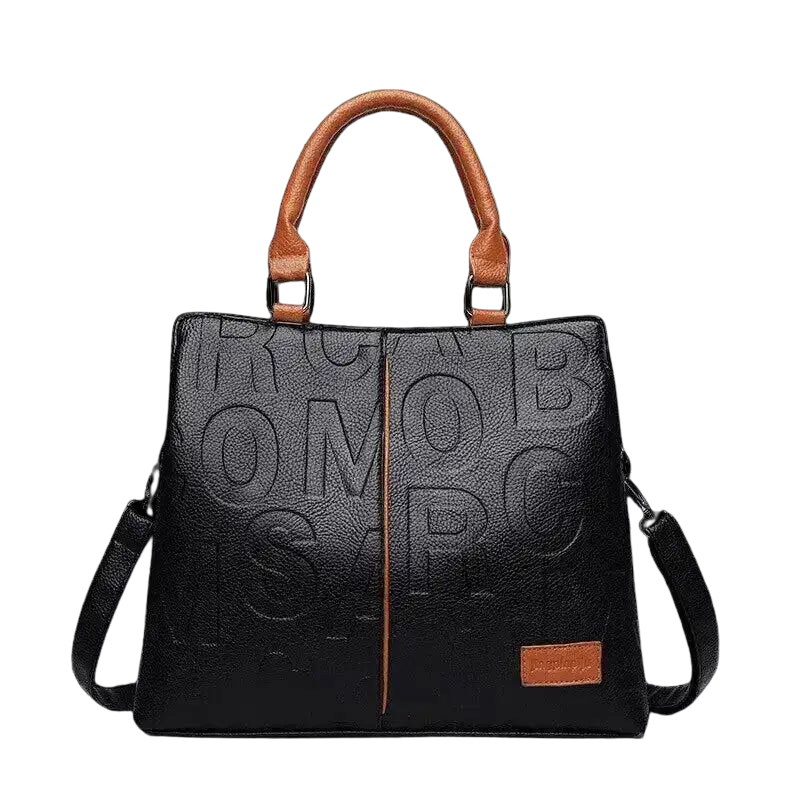 Cassandra - Large Leather Handbag with Top Handle and Adjustable Shoulder Strap