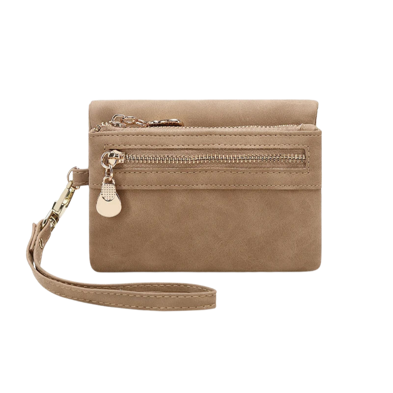 Liora - Leather Purse with Handle, Zipper Closure, and Side Pockets