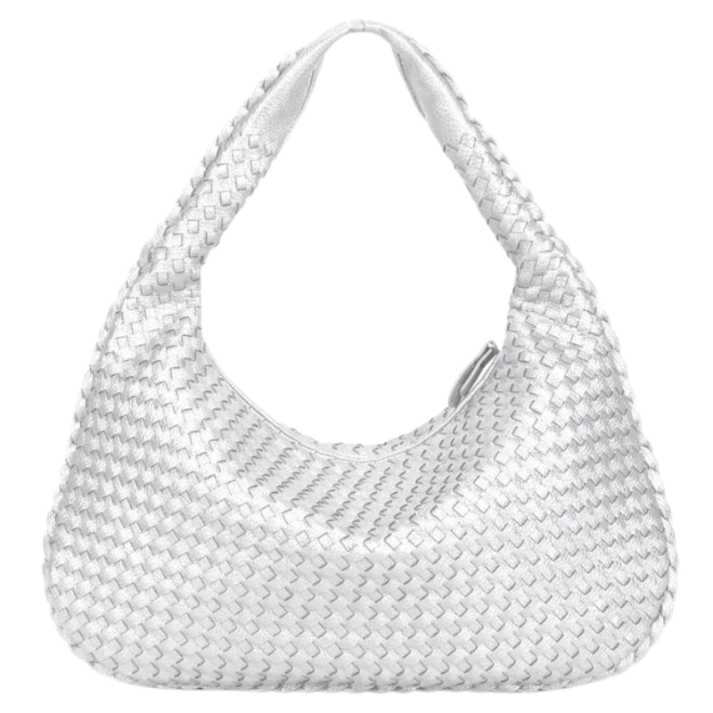 Maribel - Leather Hobo Shoulder Bag with Patchwork Design and Zipper Opening