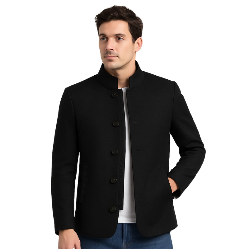 Collaro – Long Sleeve Jacket with Stand-Up Collar and Buttons