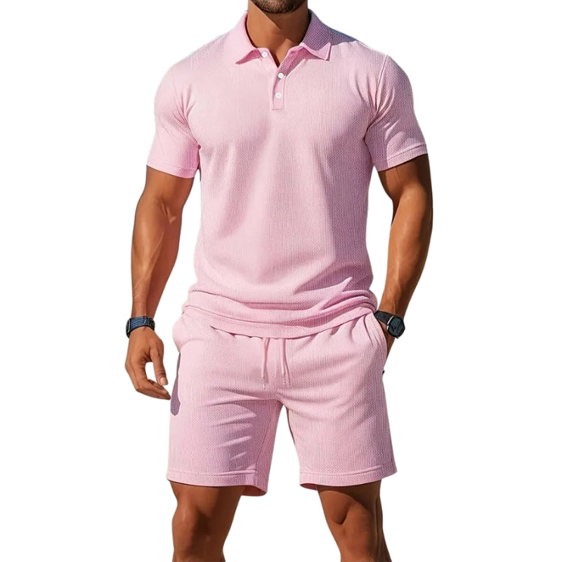 Daniel – Two-Piece Summer Set with Short-Sleeve Shirt and Drawstring Shorts