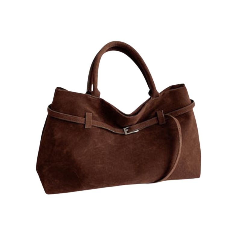 Thalia - Compact Suede Shoulder Bag with Short Strap