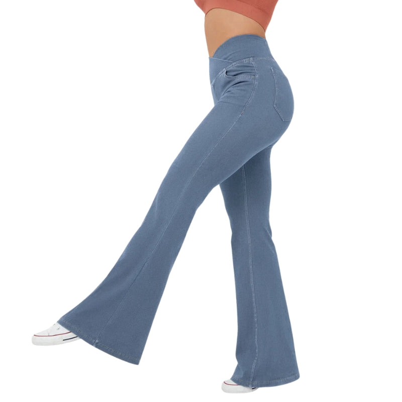 Aria – High Waist Flared Jeans with Crossing Waistband