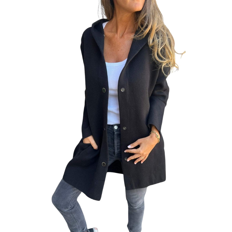 Amelia – Casual Hooded Women’s Jacket with Buttons and Side Pockets