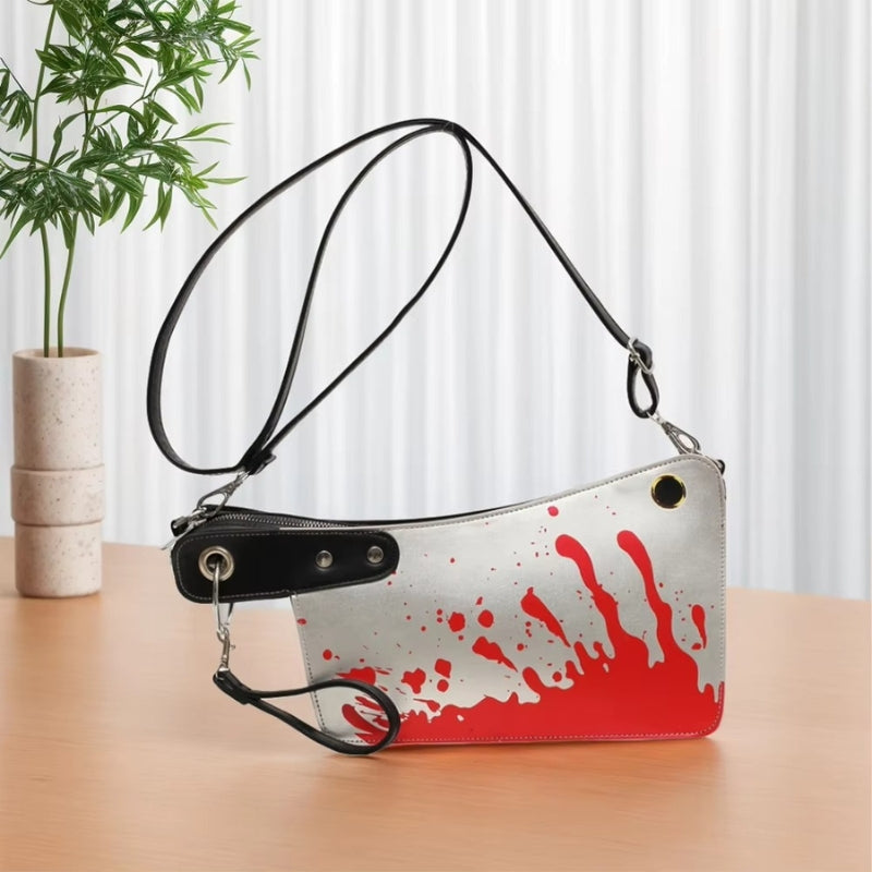 ShadowLuxe - Halloween Shoulder Bag With Splatter Design And Adjustable Strap