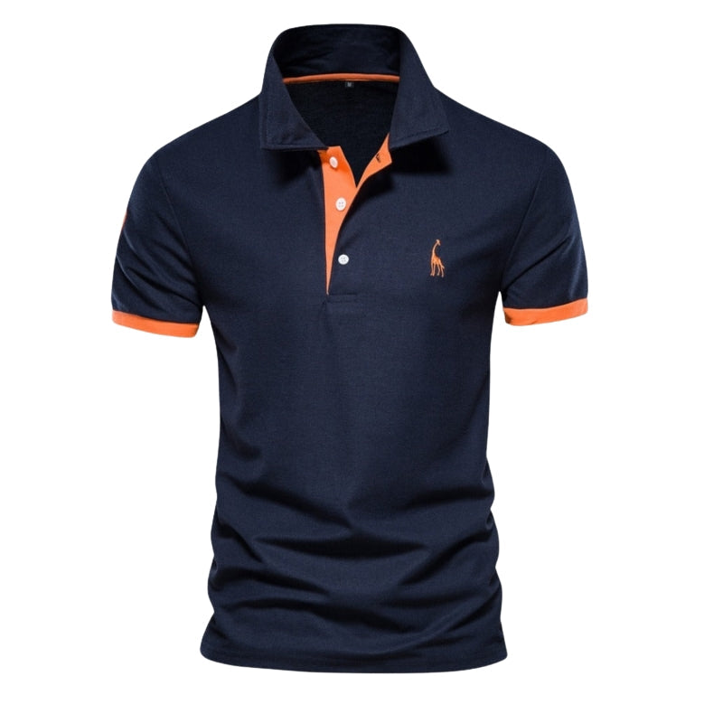 Ethan – Slim Fit Polo Shirt with Button Collar and Short Sleeves