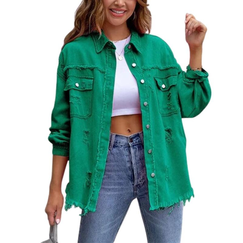 Olivia – Button-Up Coat with Long Sleeves and Pockets