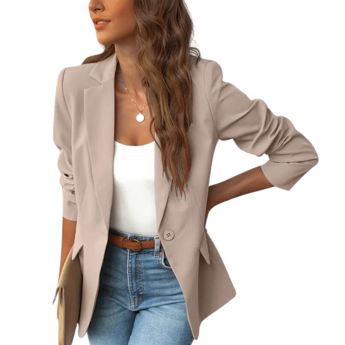 Stephanie – Tailored Fit One Button Blazer with Long Sleeves