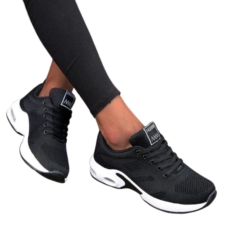 Lena – Breathable Lace-Up Sneakers with Mesh Upper and Cushioned Sole