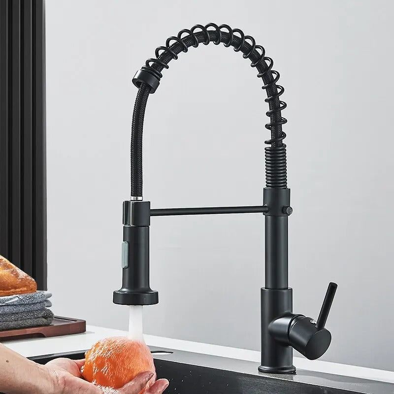 AquaForge – Matte Black Kitchen Faucet with 360° Swivel Spout and Dual Spray Head