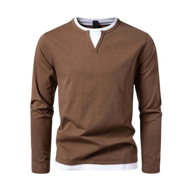 Julian – V-Neck Long Sleeve Shirt with Double Weave Structure