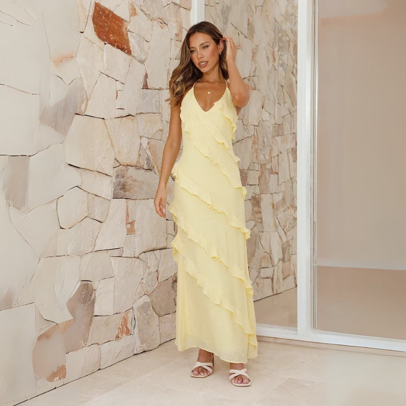 Addison – Lightweight Maxi Dress with Spaghetti Straps and Ruffles