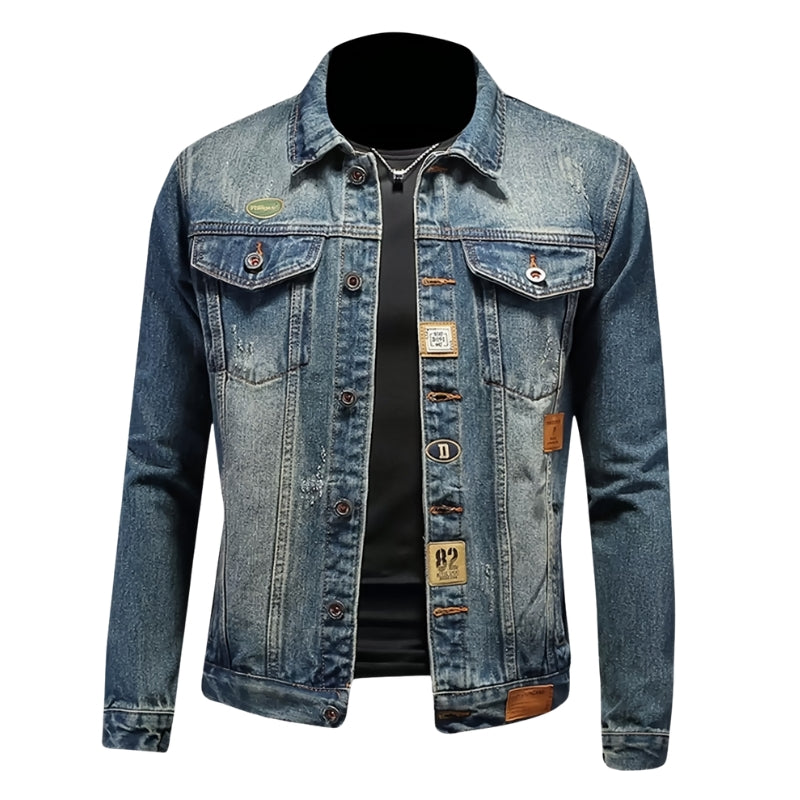 Victor – Long Sleeve Denim Jacket with Classic Collar and Pockets