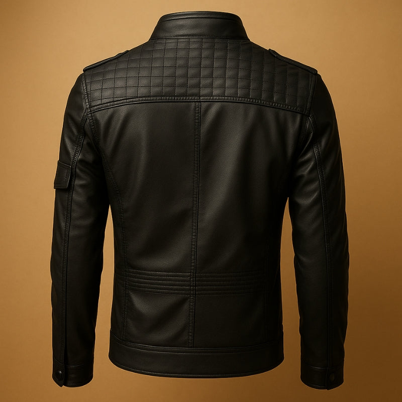 Simon – Long Sleeve Leather Jacket with Zip and Front Pockets