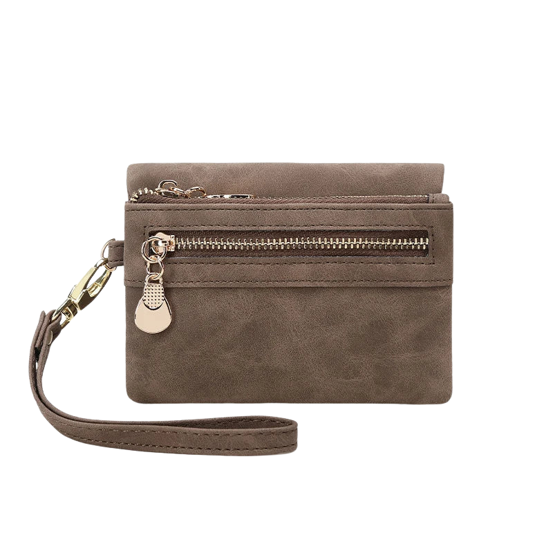 Liora - Leather Purse with Handle, Zipper Closure, and Side Pockets