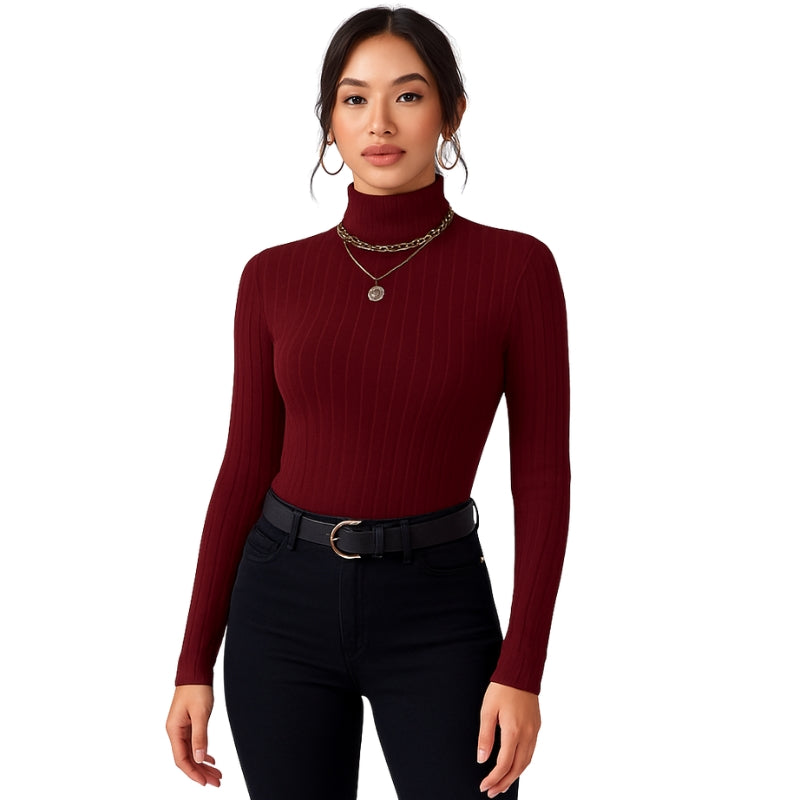Emily – Long Sleeve Turtleneck Sweater with Slim Fit