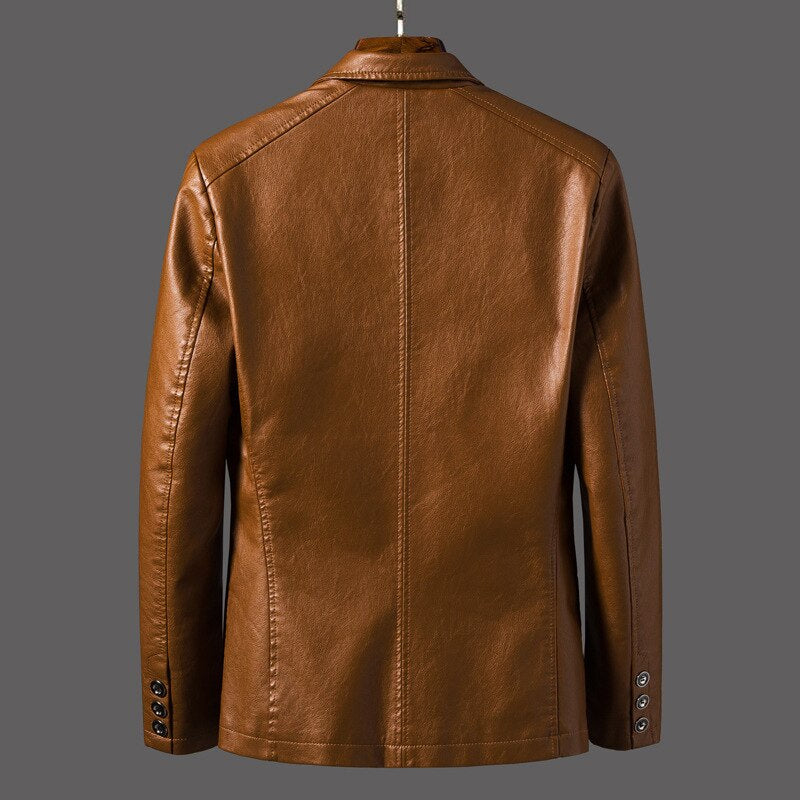 Chavero – Leather Jacket with Zip Closure and Stitched Detailing