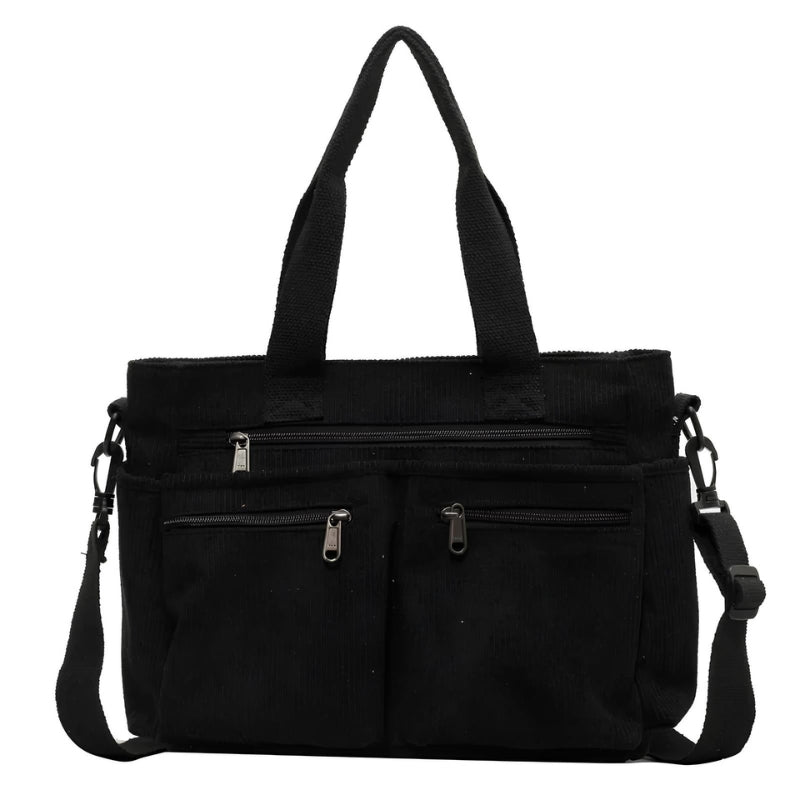 Isabetta – Corduroy Shoulder Bag with Adjustable Strap and Multiple Pockets