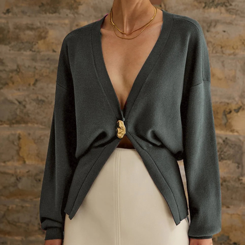 Helena – Knit Cardigan With Button Closure and Long Sleeves
