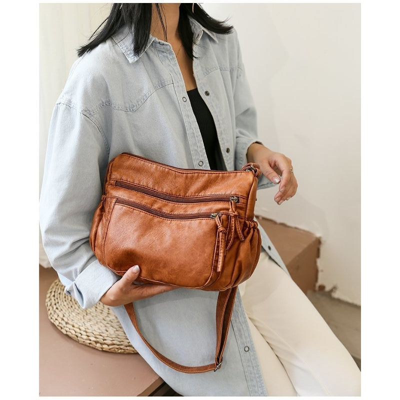 Coralie - Polyester Shoulder Bag with Multiple Compartments and Adjustable Strap
