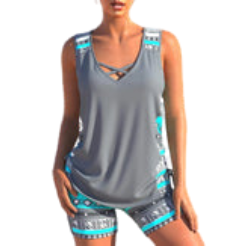 Ariana – Stylish Swimsuit Set with Printed Tankini Top and Sewn-In Cups