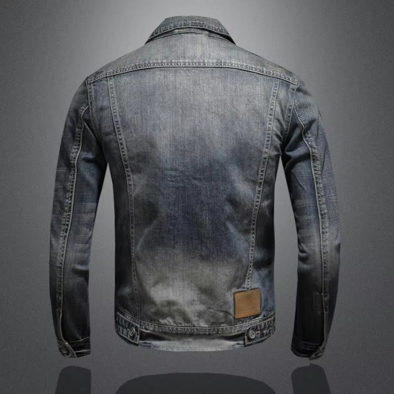 Marcus – Denim Jacket with Long Sleeves, Zip and Button Closure