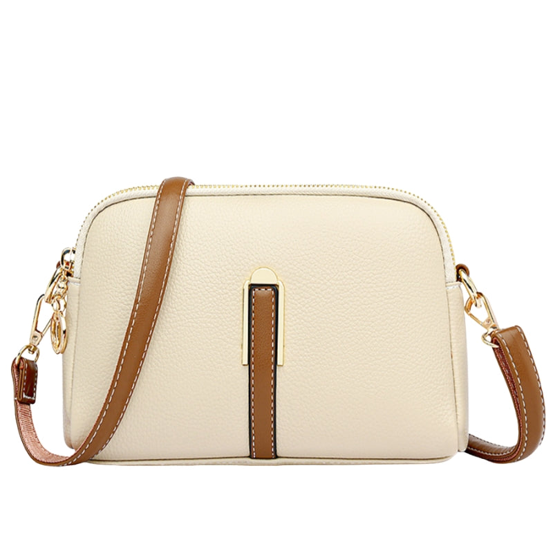 Evelisse – Leather Shoulder Bag with Adjustable Strap and Zipper Closure
