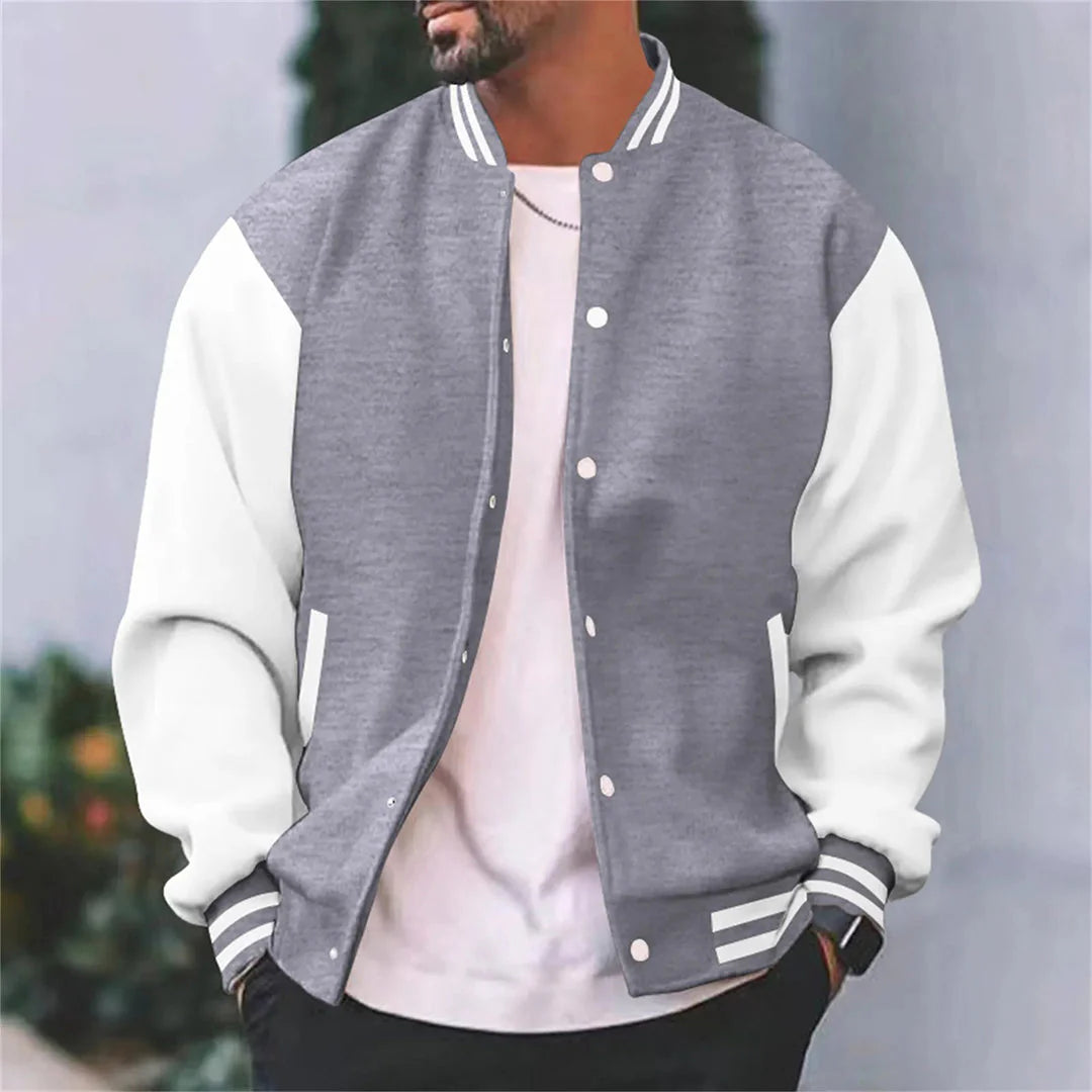 Zerano – Color Block Bomber Jacket with Snap Closure