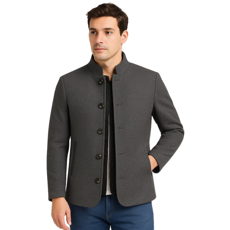 Collaro – Long Sleeve Jacket with Stand-Up Collar and Buttons