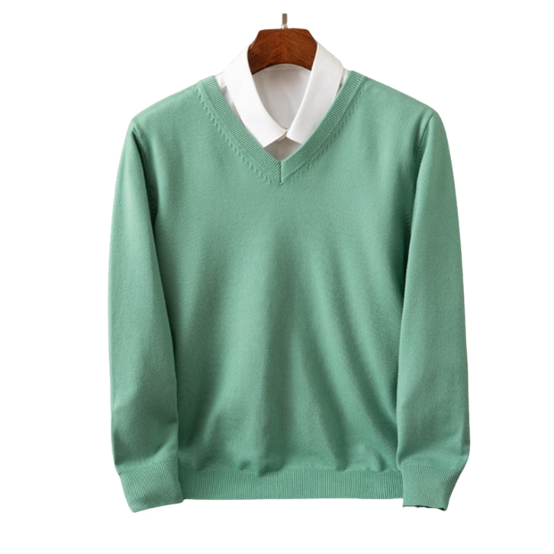 Gareth - Relaxed Fit V-Neck Long Sleeve Pullover Sweater