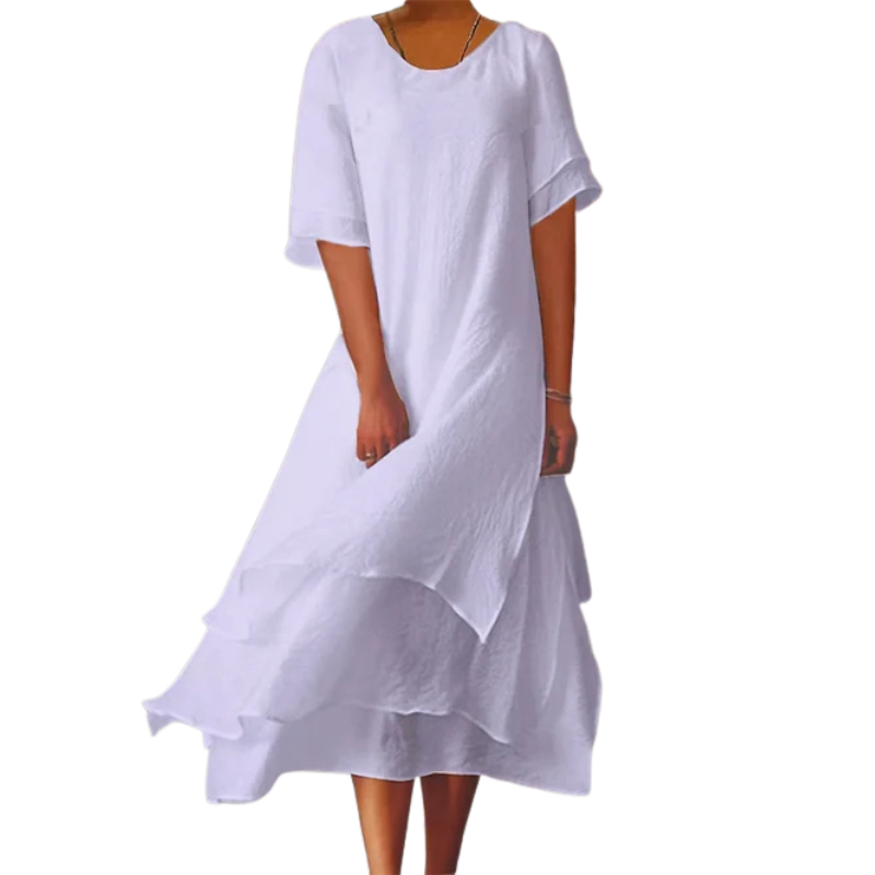 Sophie – Relaxed Fit Short Sleeve Dress with Round Neckline