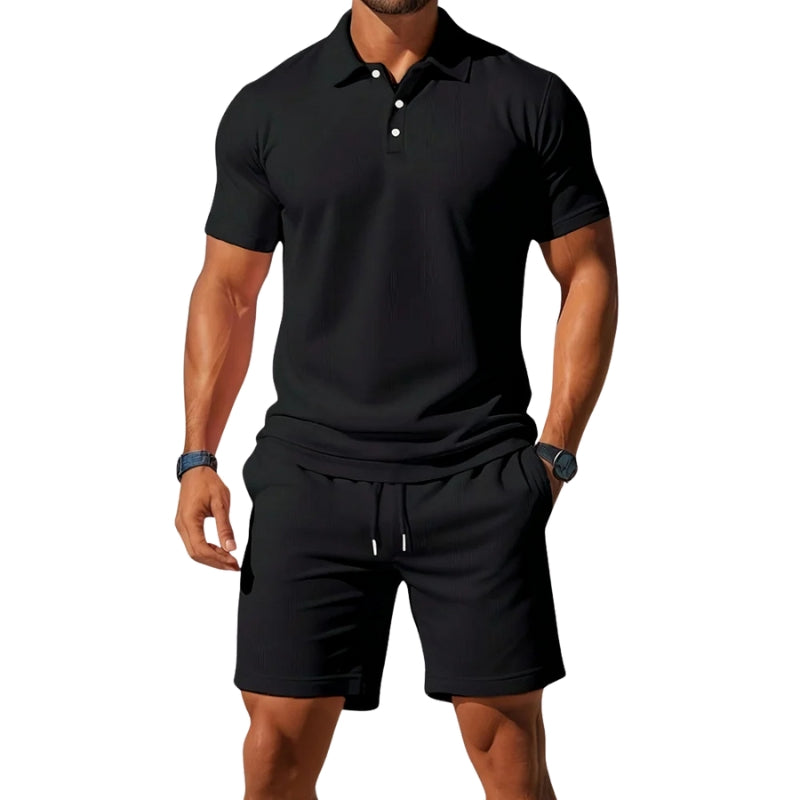 Daniel – Two-Piece Summer Set with Short-Sleeve Shirt and Drawstring Shorts