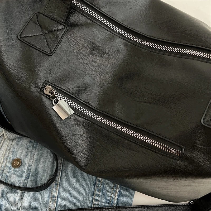Sabina - Leather Tote Bag with Multiple Pockets and Zipper Closure