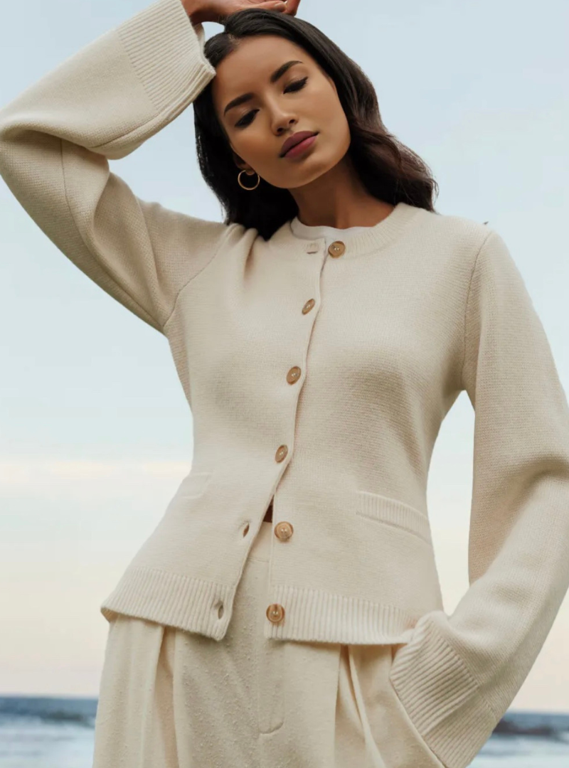 Selvya – Flared Sleeve Cardigan With Open Front