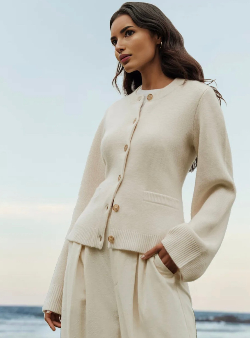 Selvya – Flared Sleeve Cardigan With Open Front