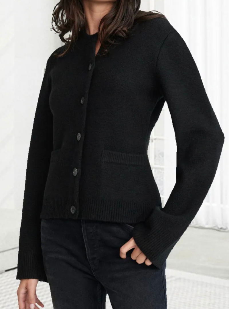Selvya – Flared Sleeve Cardigan With Open Front