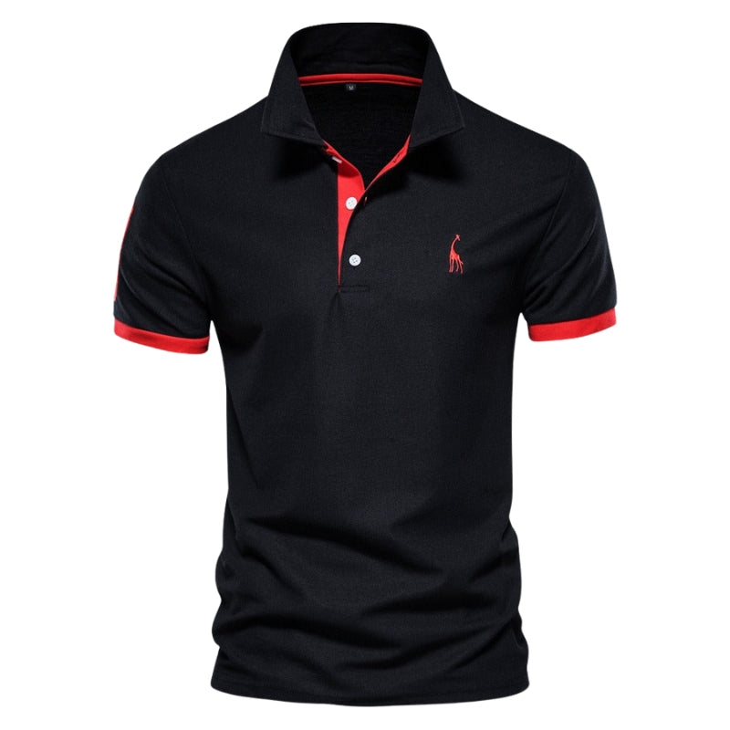 Ethan – Slim Fit Polo Shirt with Button Collar and Short Sleeves
