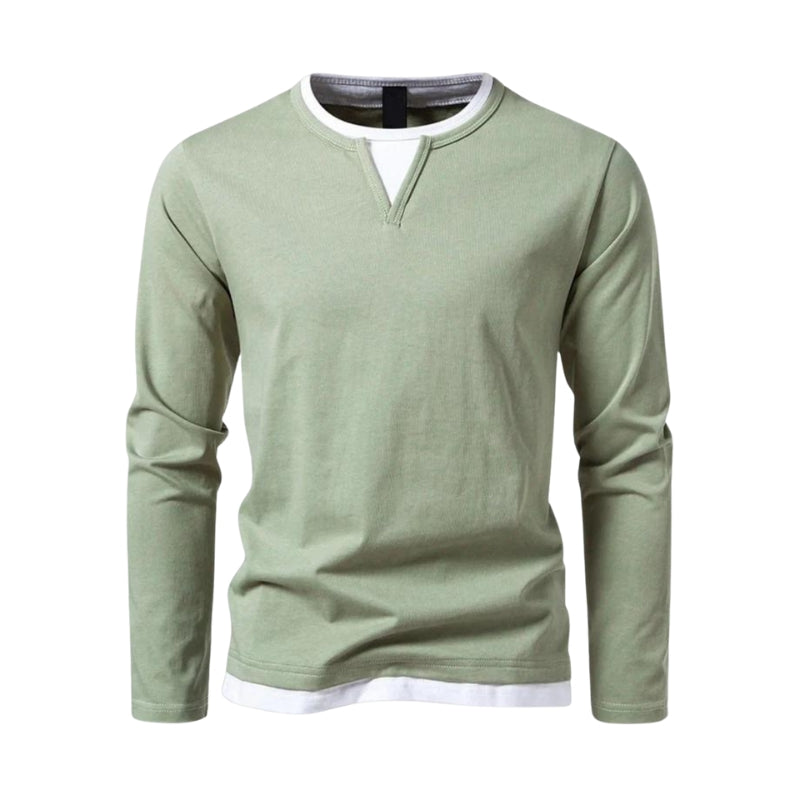 Julian – V-Neck Long Sleeve Shirt with Double Weave Structure