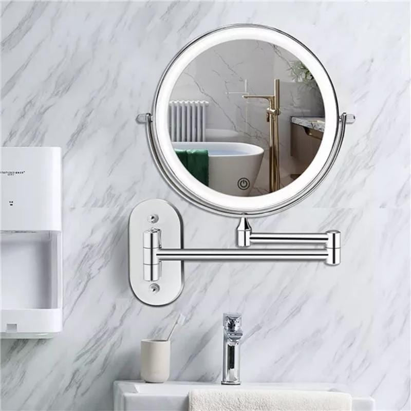 MirrorLux – Wall-Mounted LED Makeup Mirror with Adjustable Lighting and USB Charging