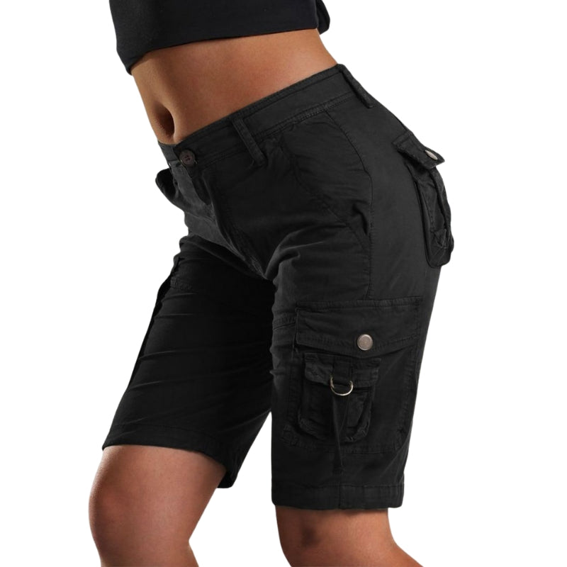 Elena – Flex Cargo Shorts with Adjustable Waist and Storage Pockets
