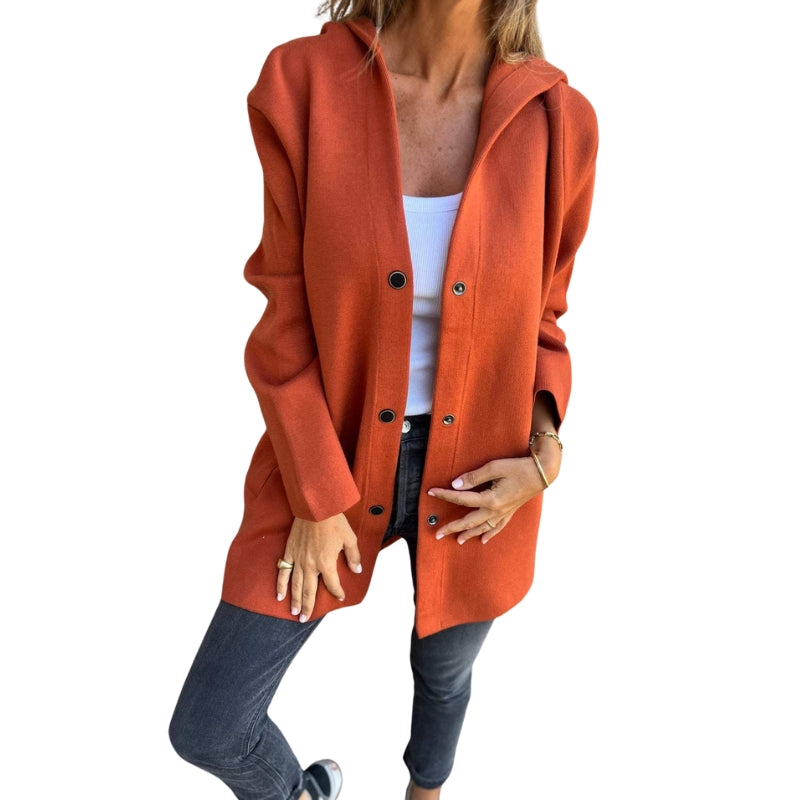 Amelia – Casual Hooded Women’s Jacket with Buttons and Side Pockets