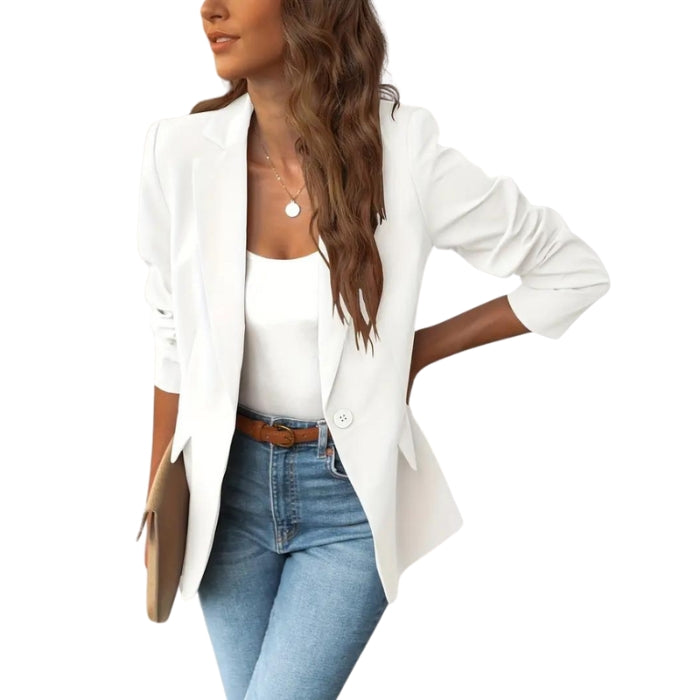 Stephanie – Tailored Fit One Button Blazer with Long Sleeves